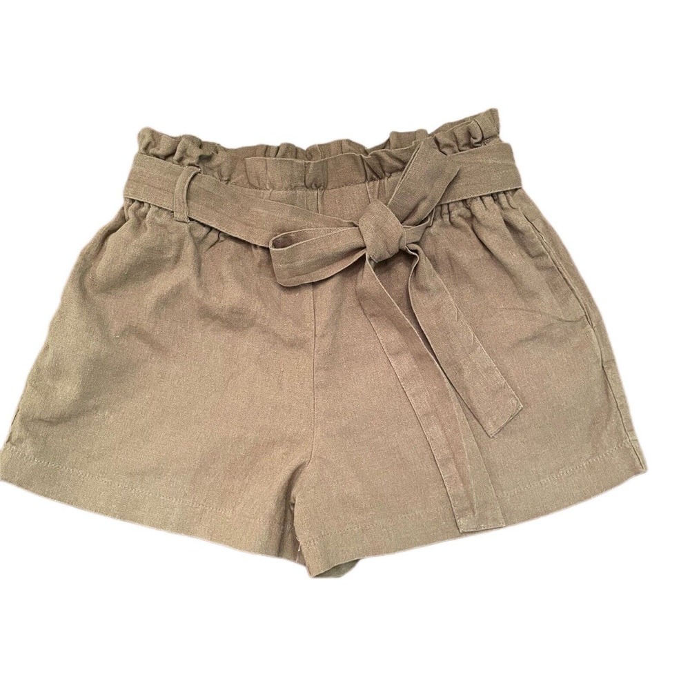 HAVE Paperbag Style Front Tie Linen Blend Shorts Size Juniors Small